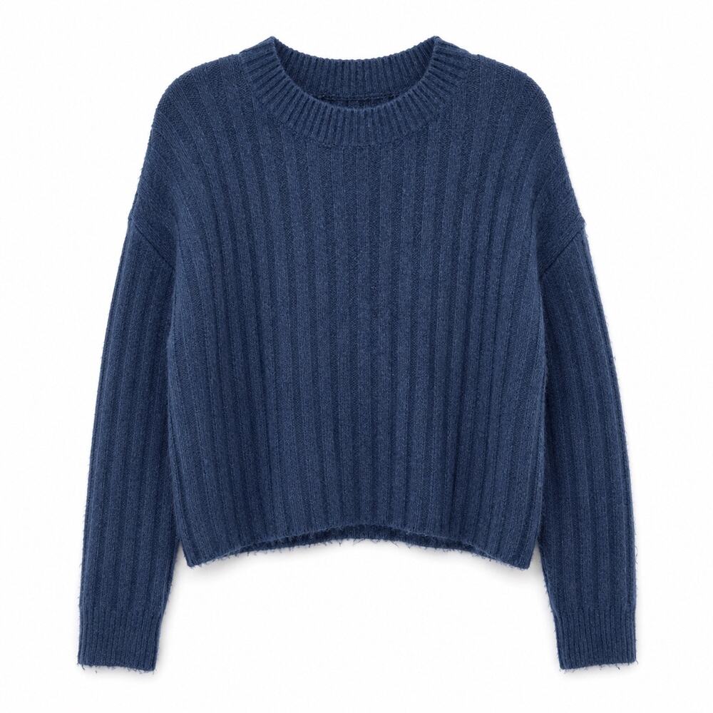 American Eagle blue ribbed crew neck sweater preppy coastal. Women S